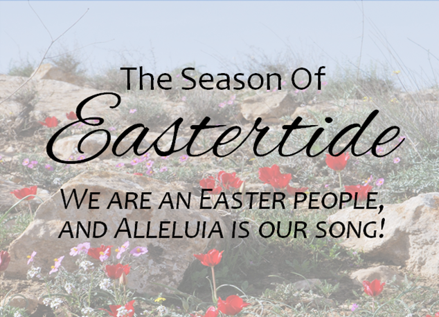 Words - Season of Eastertide on a background of a hilltop